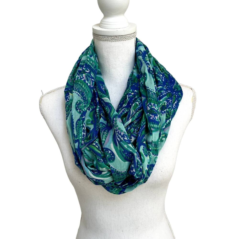 Lilly Pulitzer Turquoise Green Infinity Scarf Paisley Style 46281